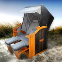 Strandkorb DELUXE anthrazit-grau gestreift