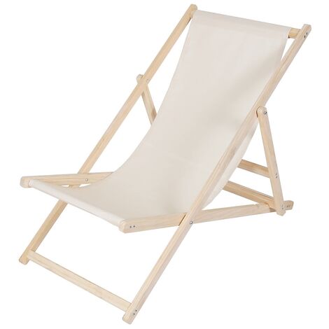 Strandliege Holz Liegestuhl Gartenliege Sonnenliege Strandstuhl - klappbar - Beige