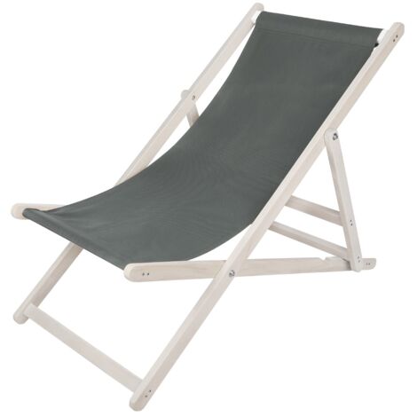 Strandliege Liegestuhl Weiß Gartenliege Klappbar Sonnenliege Holz Strandstuhl Balkonliege Terrasse Freizeitliege Campingliege Holzliege - Anthrazit