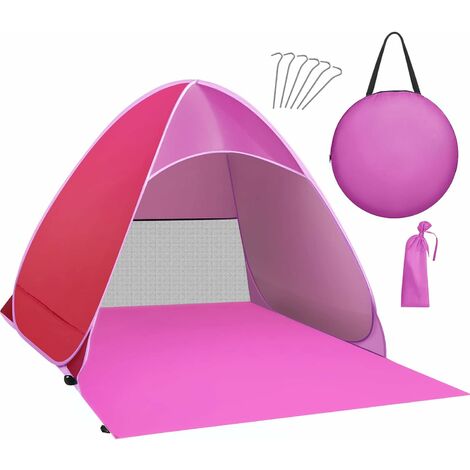 Strandmuschel, Tragbar Extra Light Strandzelt, Sun Shelter für 2-3 Personen, Einschließlich Tragetasche und Zeltpflöcke, UV-Schutz, Beach Zelt für Familie, Strand, Garten, Camping