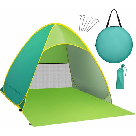 Strandmuschel, Tragbar Extra Light Strandzelt, Sun Shelter für 2-3 Personen, Einschließlich Tragetasche und Zeltpflöcke, UV-Schutz, Beach Zelt für Familie, Strand, Garten, Camping