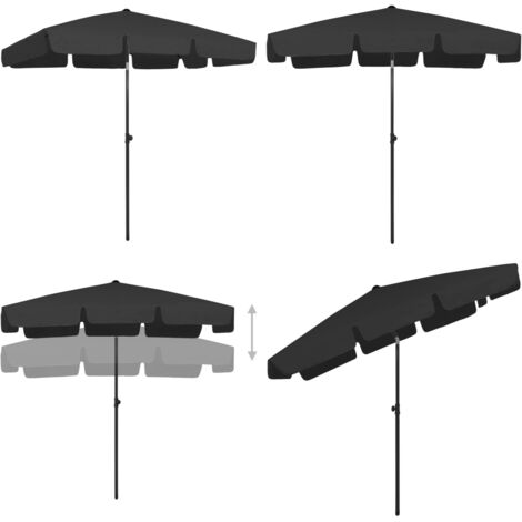 Strandschirm Schwarz 200x125 cm - UV-Schutz - Polyester