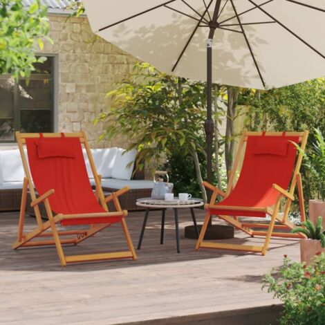Strandstühle 2 Stk. Klappbar Rot Stoff vidaXL130281