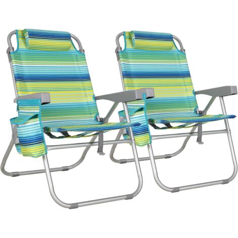 Strandstuhl Klappbar Leicht Aluminium 2er Set, Rucksack Klappstuhl Strand, Campingstuhl Kann Flach Liegen,bis 150 kg belastbar, 72.563.595.5cm Outdoor Faltstuhl Verstellbarer Hohe Rückenlehne Eisbeute