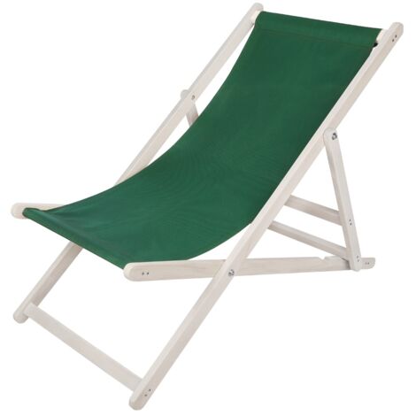Strandstuhl mit Armlehne Strandliege Holz Liegestuhl Gartenliege Sonnenliege Faltliege weiß grün