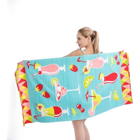 Strandtuch aus Mikrofaser, sandabweisend, schnelltrocknend, leicht, mit niedlichem Fruchtmotiv, 76 x 152 cm, ideal für Kinder, Damen und Herren, perfekt für Pool und Strand.