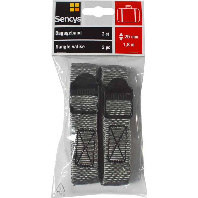 Strap Sencys - PES Grigio 25 mm x 1,8 m - 2 pezzi
