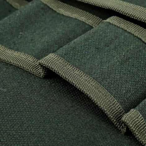 Strapazierfähiges, rollbares Gartengeräte-Set aus Canvas mit 10 Fächern, tragbare, multifunktionale grüne Tragetasche 590 mm (Werkzeuge nicht enthalten).