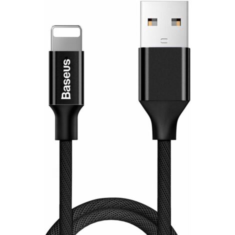 Strapazierfähiges, stoffgeflochtenes USB-Kabel Iphone Lightning 1,2 m schwarz