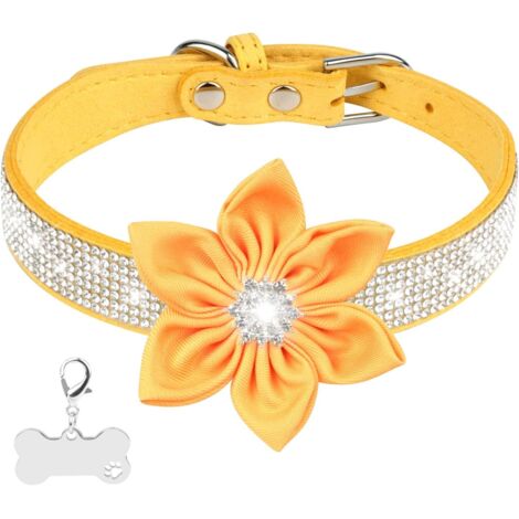 Strass-Diamant-Hundehalsband für große Hunde mit funkelnder Blume für Hündinnen, elegantes Modeaccessoire