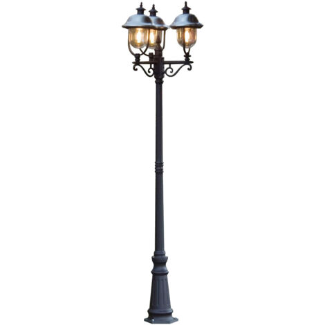 Straßenlaterne PARMA Kandelaber im Landhausstil, Schwarz-Silber, Höhe 218cm
