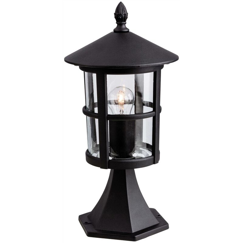 Firstlight - Stratford - 1 Light Outdoor Lantern Pillar Black IP44, E27