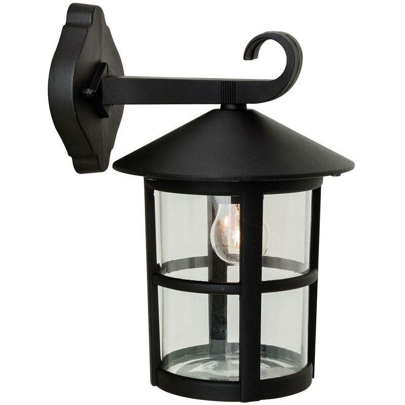 Stratford - 1 Light Outdoor Wall Lantern - Downlight Black IP44, E27 - Firstlight