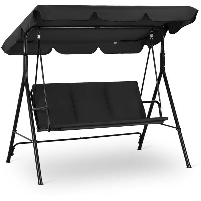 Balancelle Hollywood Balançoire Swing de jardin 175 x 110 x 153 cm - Noir - Strattore