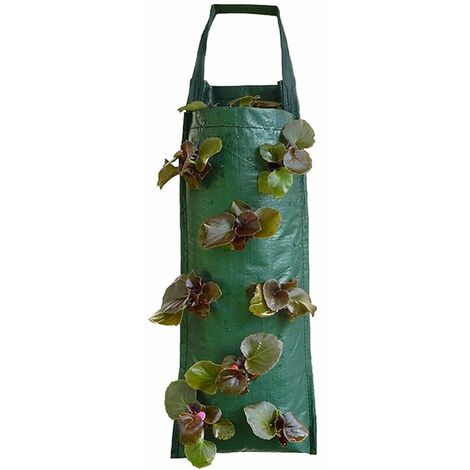 thumbnail image 2 of Raindrops Hanging Strawberry Planter 6 Holes Strawberry Upside Down Plastic Grow Bags Handles Pockets Foldable Planting Container Tomato Herb Green 2 of 11