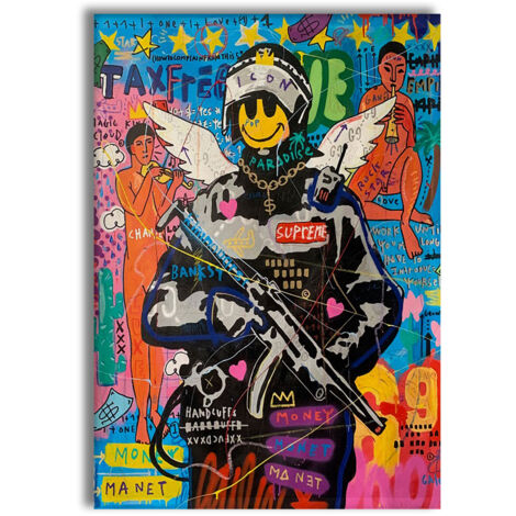 Street Soldier -  Quadro Canvas Contemporaneo su telaio in legno - Misura: 70x100 cm