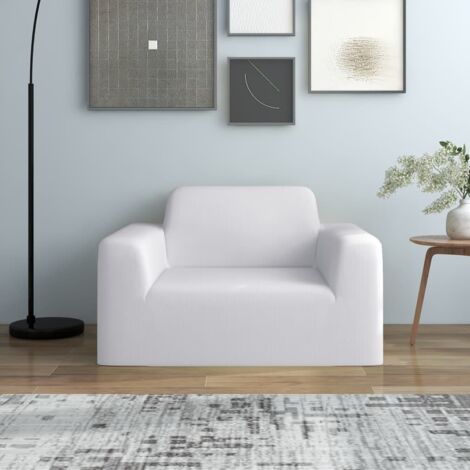 Stretch Couch Slipcover White Polyester Jersey vidaXL
