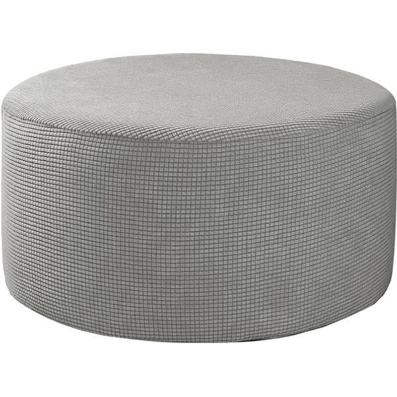 Stretch Couvercle Pouf Pouf Housses Ronde pour Salon Pied Tabouret Stretch Couvre à Fit Pouf Pied Reste, épais Souple Tissu gris