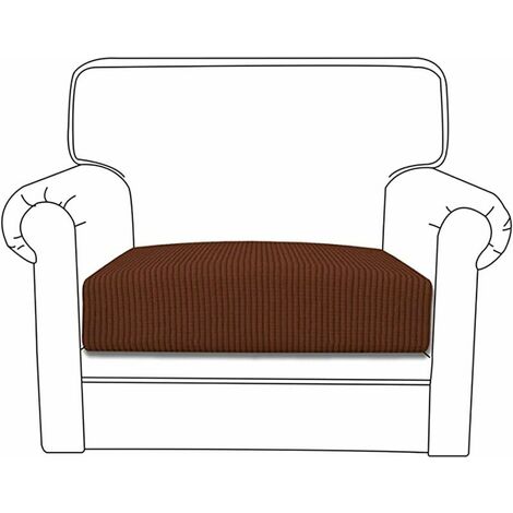 Stretch Cushion Cover Jacquard Sofa Cushion Couch Seat Cover Couch Cover Furniture Protector Dustproof (1-Seater, Dark Brown)