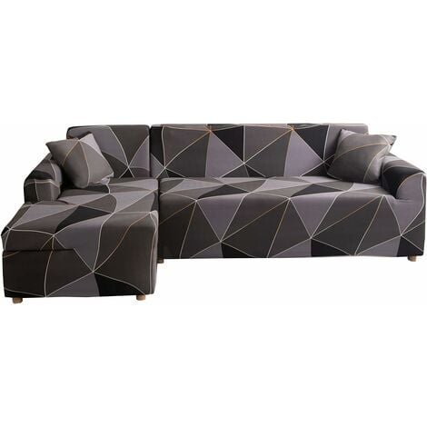 Stretch-Ecksofabezug, Sofabezug L-Form, universeller Sofabezug (3-Sitzer + 3-Sitzer, D) HIASDFLS