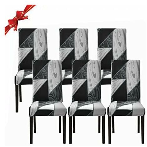 Stretch-Esszimmerstuhlhussen 6 Stück, Waschbare Universal-Stuhlhussen, Leicht zu reinigende Stuhlhusse für Esszimmer, Hotel, Restaurant, Dekor (Schwarz, 6er-Set)