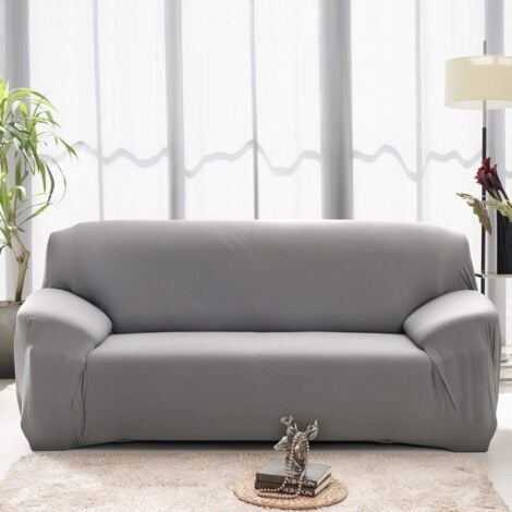 Stretch Sofa Cover 1 2 3 4 Seater with Armrests, Living Room Stretch Cover Spandex Slipcovers Decor, Sofa Cover (Gray, 2 Seater: 145-185cm)