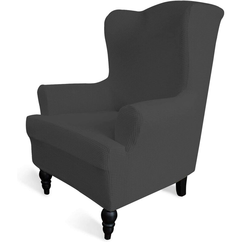 Stretch sofa cover, stretch fabric furniture cover, non-slip foam, sofa cover, polyester spandex jacquard fabric small square design(Dark Grey)