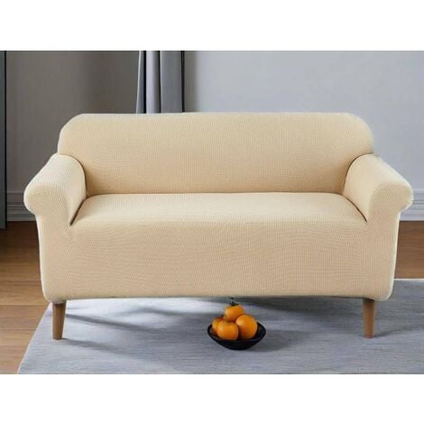 Stretch-Sofabezug, 3-Sitzer, 185–230 cm, Beige, universeller elastischer Sofabezug, Sofabezug, Schonbezug für Wohnzimmer, Schlafzimmer