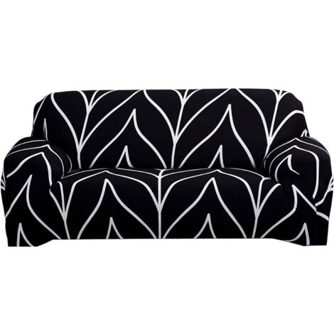 Stretch-Sofabezug für 3-Sitzer-Sofa (3-Sitzer, Schwarz gefüttert)