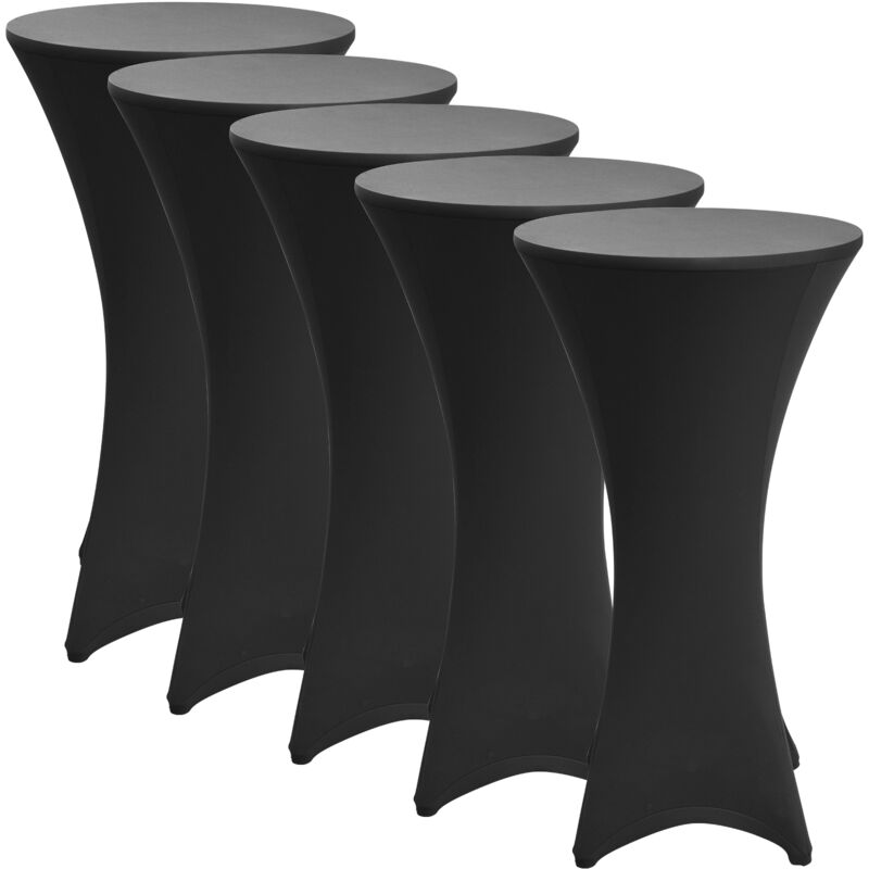 Beautissu Stretch Stehtisch Bistrotisch Husse, Ø60-65cm, Schwarz, 5er Set