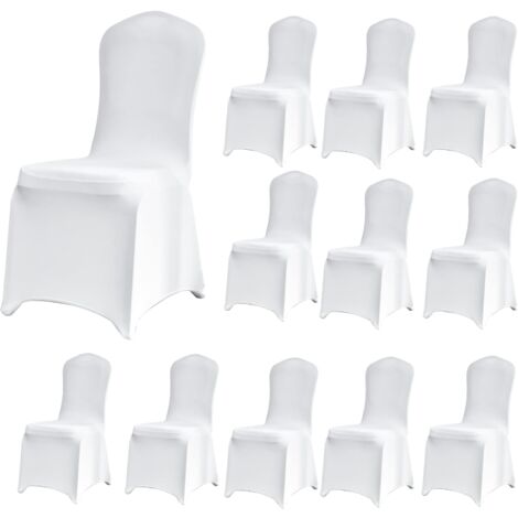 Stretch-Stuhlbezug, 12 Stück, universell, abnehmbar, waschbar, langlebig, für Esszimmer, Zuhause, Hotel, Restaurant, Büro, Party, Bankett, Küche, Hochzeit, Dekoration, reinweiß (ohne Stühle)