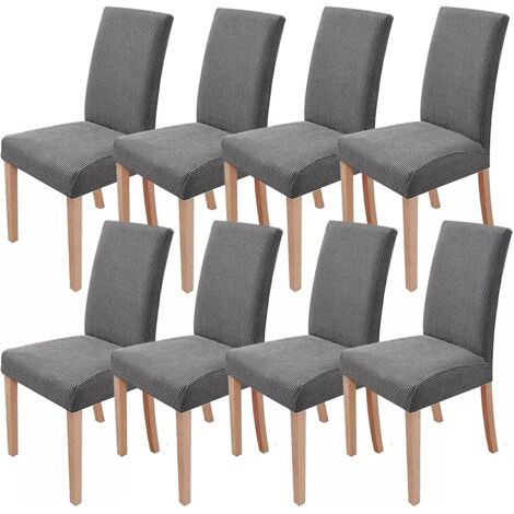 Stretch-Stuhlhussen, 8er-Set, abnehmbare und waschbare Stuhlhussen für Esszimmer, moderner elastischer Stuhlschutz, Dekoration für Büro, Bankette, Hochzeitsfeier (Hellgrau – RWChair Cover