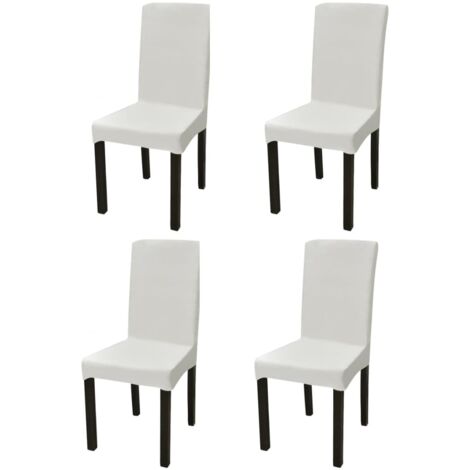 Stretch-Stuhlhussen Gerade 4 Stk. Creme