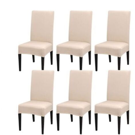 Stretch-Stuhlhussen-Set (6 Stück), universelle, waschbare Esszimmerstuhlhussen, pflegeleichte Stuhlhussen für Esszimmer, Hotel und Restaurant