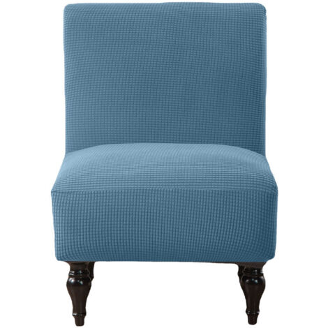Stretchable protective cover for armless armchairs, made of jacquard, removable (blue)