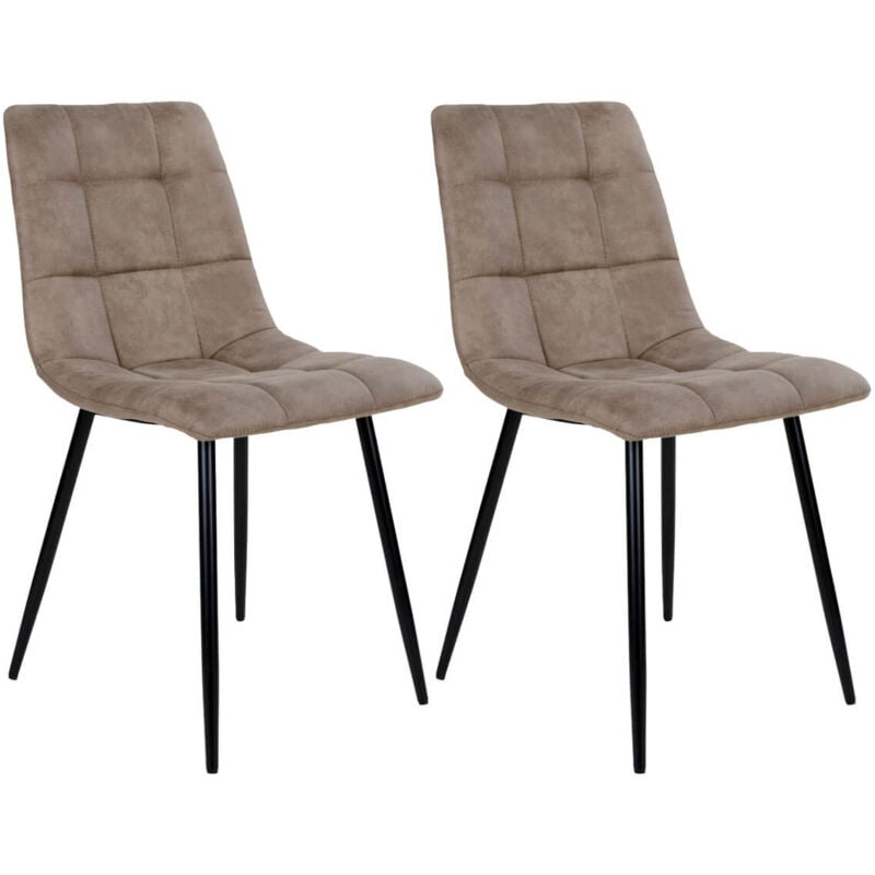 Altobuy - strib - Lot de 2 Chaises Tissu Marron et Piétement Acier