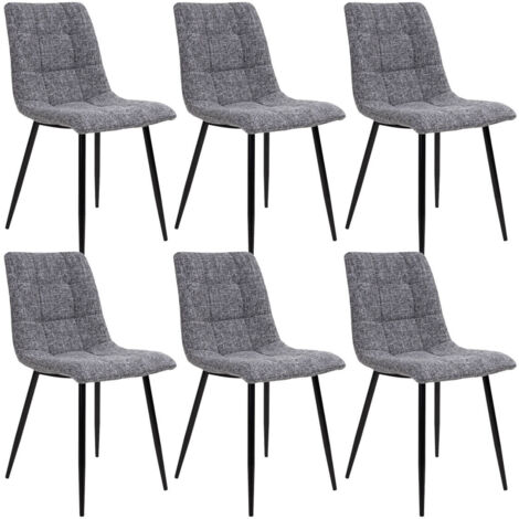 Carolann - Lot de 6 Chaises Grises Métal et PVC - Altobuy