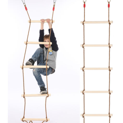 Strickleiter für Kinder mit Holzsprossen, Kletterleiter für drinnen und draußen, Schaukel, Spielzeug, Sportgeschenk für Kinder
