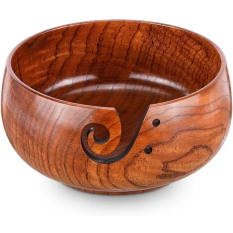 AIPERQ Strickschale, Häkelgarnschale aus Holz, 15 x 8 cm, Garnschale verhindert Verwicklungen, Garnschale für selbstgemachtes Häkel- und Strickzubehör, Strickschale