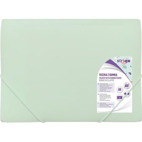 Strigo - Cartella A4 con elastico, menta, PP - perfetta per la scuola e l'ufficio