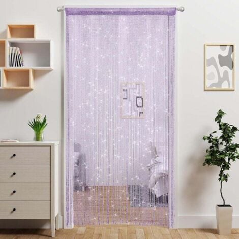 String Door Curtain, Door Beads Room Divider Beaded Decoration Panel Glitter Fringe Door Window Sequin Sheer Boho Tassel Door Curtain (Purple) MUMU