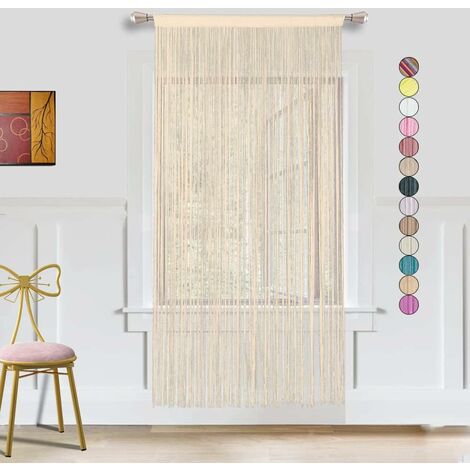 String Door Curtain Window Decorations Room Divider Bedroom Decorations Single Curtain for Window 90x200cm Beige