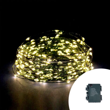 Stringa 15 metri da 150 Microled Bianco Caldo con cavo verde a batteria da esterno Wisdom