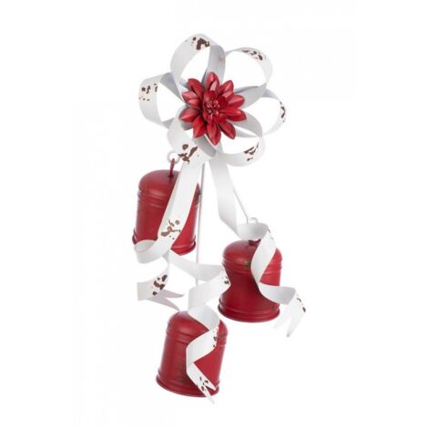 Stringa 4 figure Elsie campanella metallo rosso con fiocco