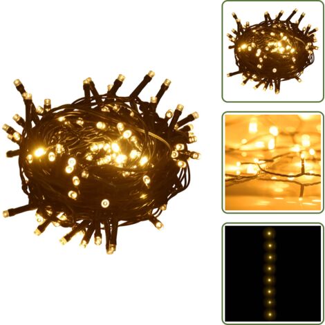 Stringa di Luci con 1000 LED 60 m 8 Effetti Luce IP44 Bianco Caldo - Luci LED