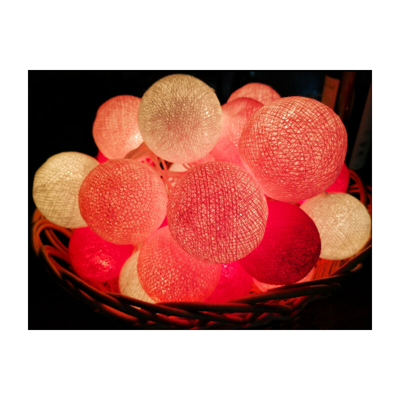 Image of Stringa di luci da esterno illuminata ghirlanda rosa batuffoli di cotone batteria - 3M 20 luci a led illuminazione per tenda della camera da letto