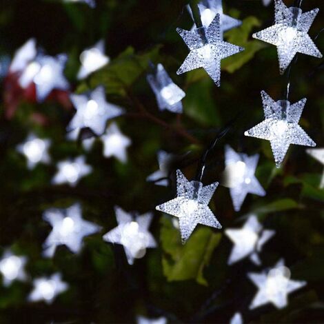 Stringa di luci solari da giardino, 23ft 50 LED Star Fairy Lights Outdoor Solar Powered Star String Light Impermeabile 8 modalità Luce decorativa per giardino Patio Yard Home Wedding Party, bianco cal