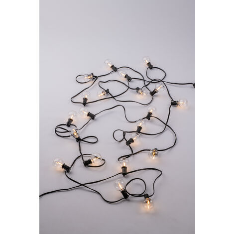 Stringa elettrificata PICNIC Nero 25xE12 0,3W 3000K(Luce calda) IP44 762cm.