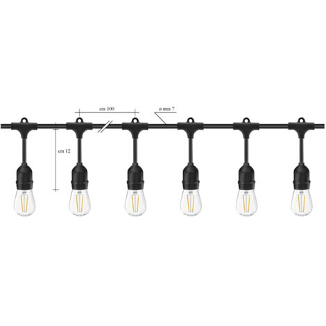 Stringa Industrial Violet Pc Nero 10 Luci E27 Ip44
