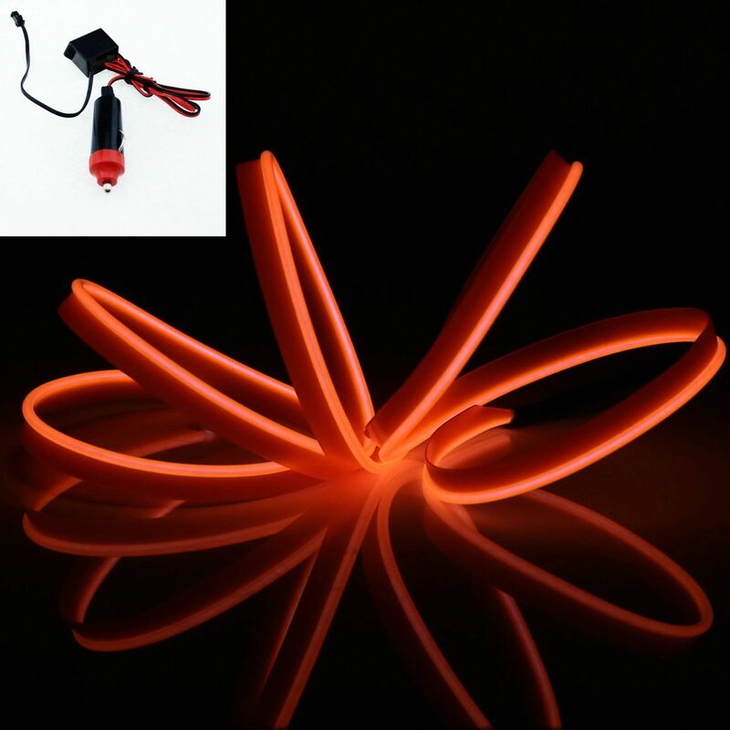 Image of Stringa led elettroluminescente flessibile per decorazione interni auto Collegamento - Accendisigari 12V, Colore/Lunghezza - Arancio 3 Metri